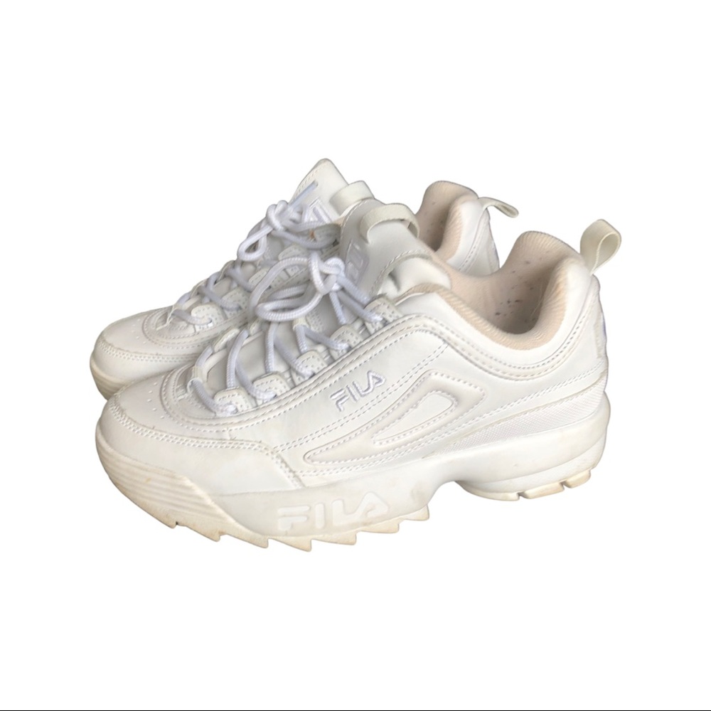 Fila white chunky sneakers.  Size 8